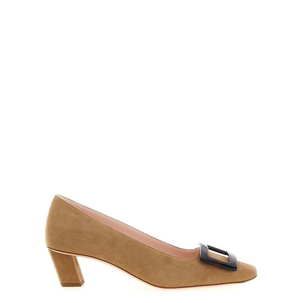 Roger Vivier Beige Goatskin Mid Heel Women's Pumps